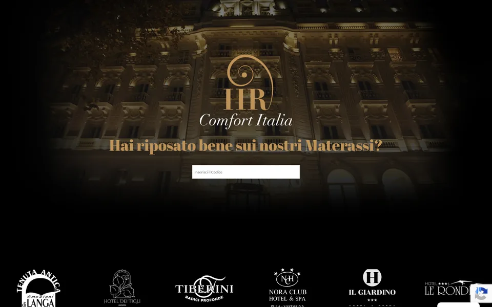 Anteprima del sito HR Comfort Italia, materassi e sistemi per dormire realizzato da Virally