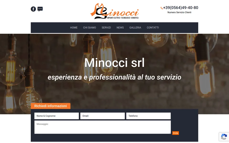 Anteprima del sito Impianti Elettrici Minocci, impianti elettrici e domotica dal 1973 realizzato da Virally