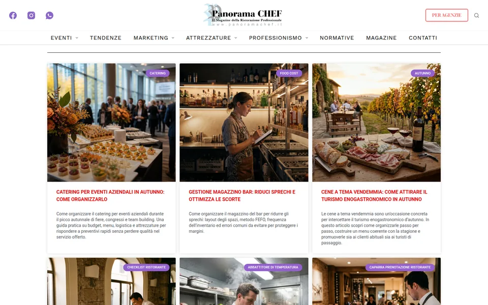 Anteprima del sito PanoramaChef, portale B2B per il settore della ristorazione professionale realizzato da Virally
