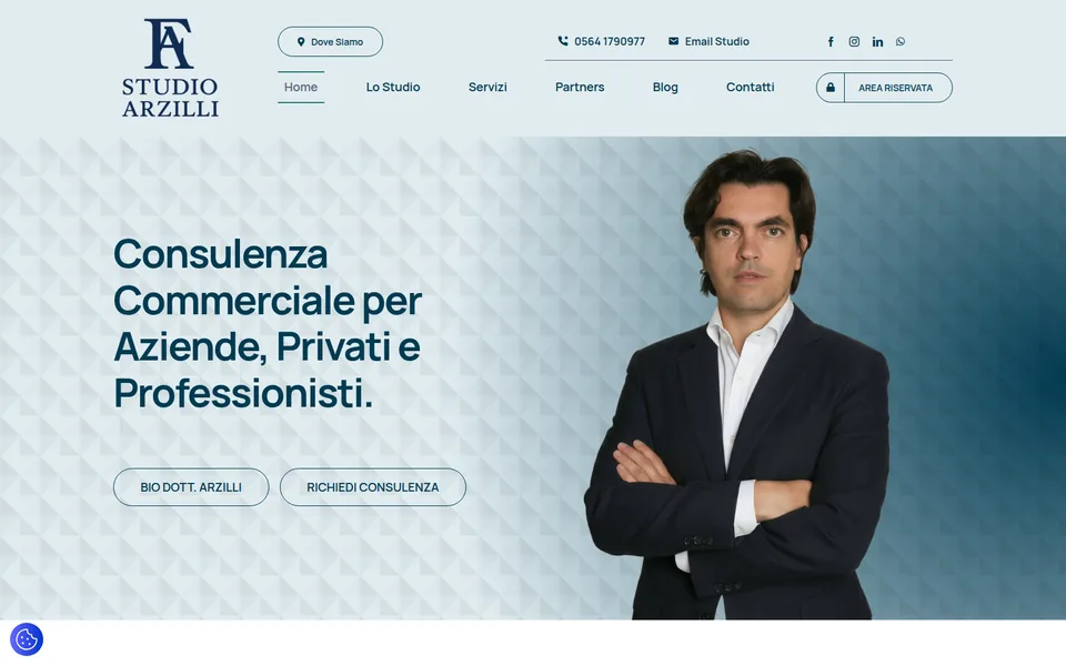 Anteprima del sito Studio Arzilli, servizi e consulenze per aziende e privati a Grosseto realizzato da Virally
